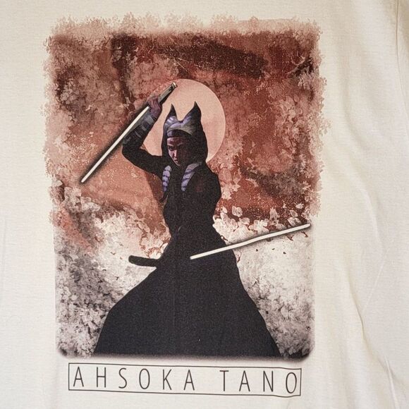 Star Wars Ahsaka Tano Tee Tshirt Unisex L White Graphic Print Short Sleeves New - Picture 2 of 7